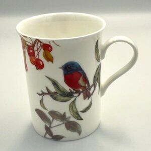 Stechcol Gracie Bone China Bunting & Red Cherries Tea Coffee Cup Mug 8 oz